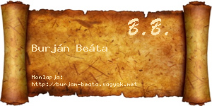 Burján Beáta névjegykártya