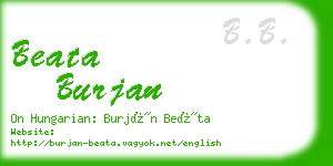 beata burjan business card